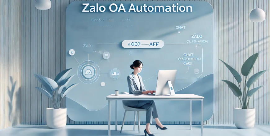 DALL·E 2025-11-10 06.16.36 - A clean, modern course banner with a blue color palette inspired by Zalo (#007AFF). A professional Vietnamese business owner is working on a laptop an