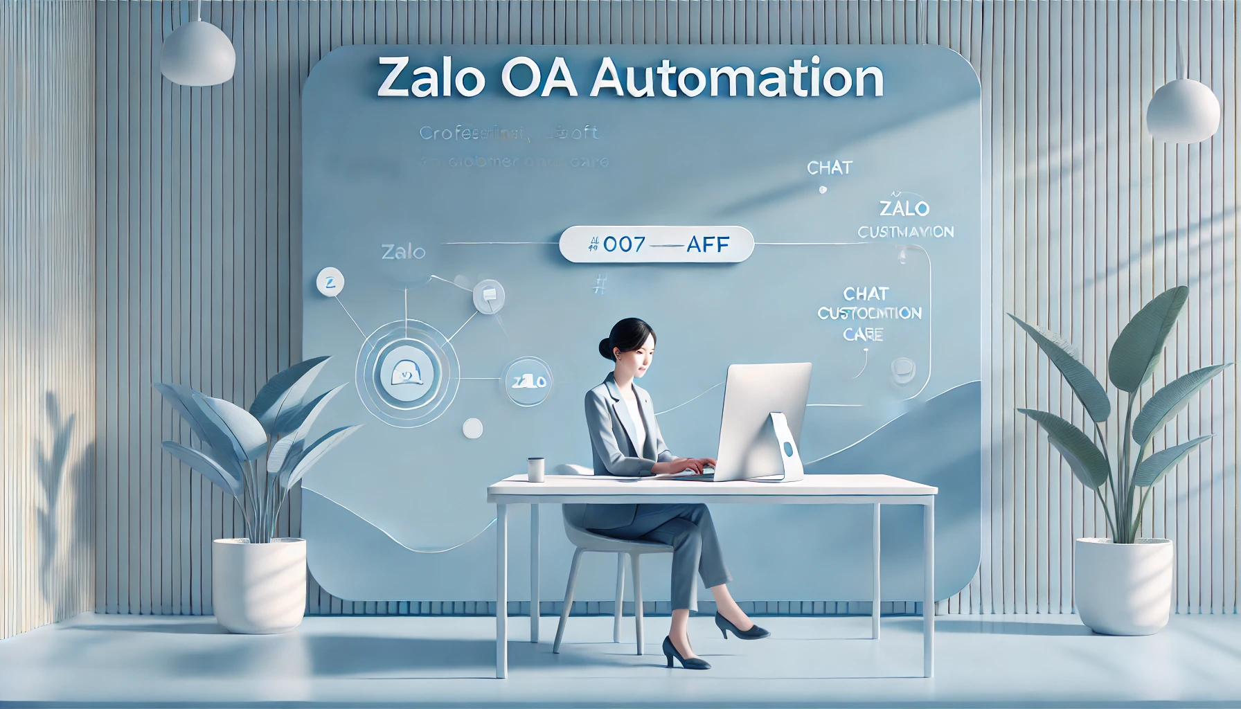 DALL·E 2025-11-10 06.16.36 - A clean, modern course banner with a blue color palette inspired by Zalo (#007AFF). A professional Vietnamese business owner is working on a laptop an